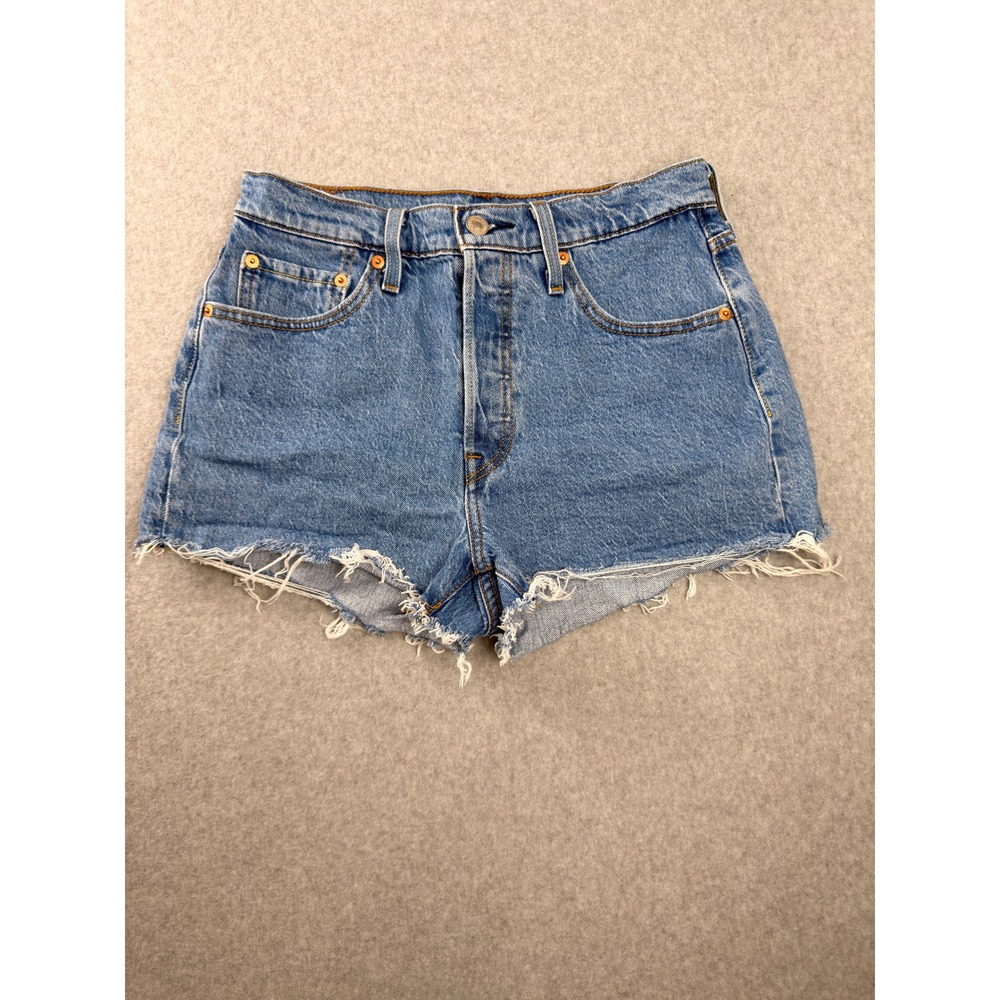 Levis 501 Original High Rise Denim Shorts Medium Wash Blue W28 56327-0458